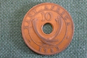 Монета 10 центов 1943 год. Георг VI. Восточная Африка, East Africa.