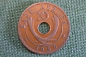 Монета 10 центов 1956 год. Елизавета II. Восточная Африка, East Africa.