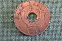 Монета 5 центов 1933 год. Георг V. Восточная Африка, East Africa.