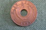 Монета 5 центов 1933 год. Георг V. Восточная Африка, East Africa.