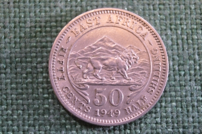 Монета 50 центов - 1/2 шиллинга 1949 год. Лев. Георг VI. Восточная Африка, East Africa. 