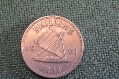 Монета 1 шиллинг 1961 года. Елизавета II. Фиджи, Fiji.