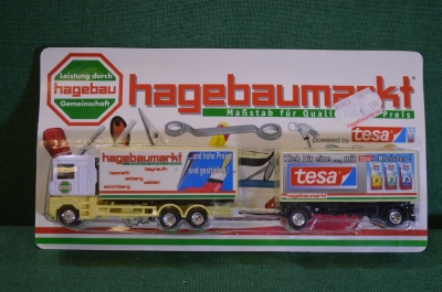 Машинка, модель. Грузовик, фура. Hagebaumarkt Реклама. Блистер. Китай по заказу, Германия