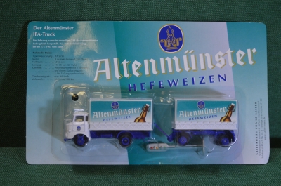 Машинка, модель. Грузовик, фура. Пиво Altenmunster Реклама. Блистер. Китай по заказу, Германия