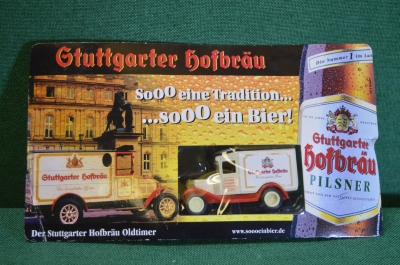 Машинка, модель. Грузовичок, фургон. Gtittgarter hofbrau Реклама. Блистер. Китай по заказу, Германия