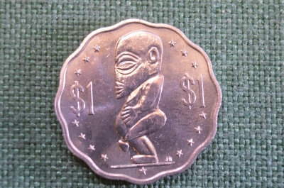 Монета 1 доллар 1992 год. Божок. Елизавета II. Cook Islands, Острова Кука.