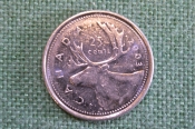 Монета 25 центов 2003 год. Олень. Елизавета II. Canada, Канада.