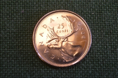 Монета 25 центов 2006 год. Олень. Елизавета II. Canada, Канада.