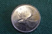 Монета 25 центов 1986 год. Олень. Елизавета II. Canada, Канада.
