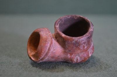 Трубка глиняная, старинная, курительная. Глина. #2