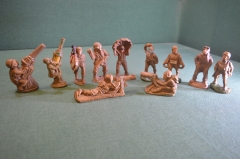 Солдатики Армия. Парашютист, летчик, медик. Набор 11 шт. Barclay Manoil. Композит. США.1940е.