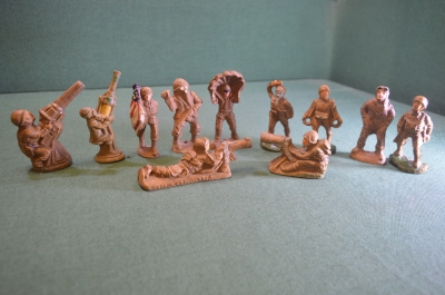 Солдатики Армия. Парашютист, летчик, медик. Набор 11 шт. Barclay Manoil. Композит. США.1940е.