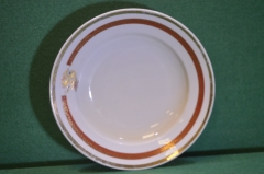 Тарелка фарфоровая глубокая "Ресторан Украина". Фарфор. Барановка. СССР. 