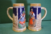 Кружка, кружки пивные сюжетные. 2 штуки одним лотом. Керамика, Германия. С дефектами.
