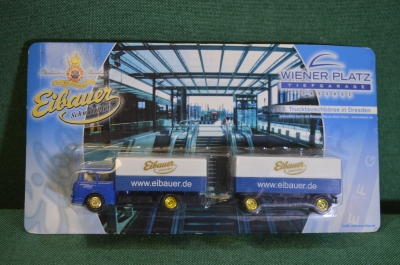 Модель, игрушка. Пивной грузовик с прицепом. Реклама пива Eibauer. Блистер. Китай Германия.