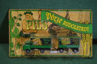 Модель, игрушка. Пивной грузовик с прицепом. Реклама пива Porze. Блистер. Китай Германия.