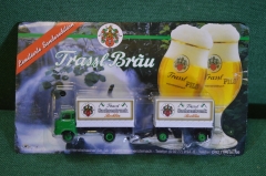 Модель, игрушка. Пивной грузовик с прицепом. Реклама пива Trassl-Brau. Блистер. Китай Германия.
