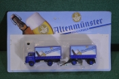 Модель, игрушка. Пивной грузовик фура с прицепом. Реклама пива Altenmunster. Блистер. Китай Германия