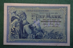 Бона, банкнота 5 марок 1904 год. Пять марок. Funf mark. Германская империя, Германия.