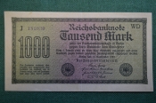 Бона, банкнота 1000 марок 1922 год. Одна тысяча. Рейхсбанкнота. Веймар, Германия.