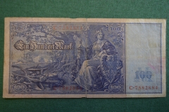 Бона, банкнота 100 марок 1910 год. Сто. Рейхсбанкнота. Германская империя, Германия. #2