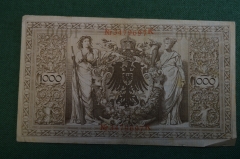 Бона, банкнота 1000 марок 1910 год. Одна тысяча. Рейхсбанкнота. Германская империя, Германия. #2