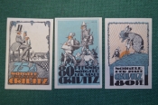 Нотгельд, бона 75, 80, 80 пфеннигов 1922 год (3 штуки). Город Cruvitz, Кривиц. Юмор. Германия.