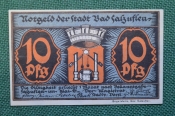 Нотгельд, бона 10 пфеннигов 1921 год. Город Bad Salzuflen, Бад-Зальцуфлен. Веймар, Германия.