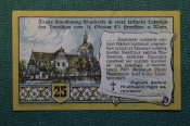Нотгельд, бона 25 пфеннигов 1920 год. Город Wunstorf, Вунсторф. Вид города. Веймар, Германия.