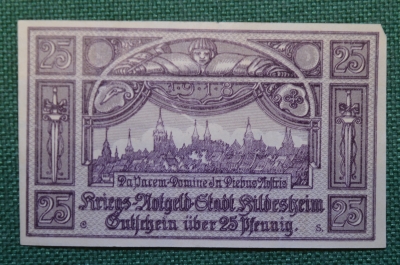 Нотгельд, бона 25 пфеннигов 1920 год. Hildesheim (Хильдесхайм). Герб. Веймар, Германия.
