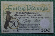 Нотгельд, бона 50 пфеннигов 1920 год. Город Berlin, Берлин. Веймар, Германия.