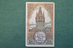 Нотгельд, бона 10 пфеннигов 1920 год. Город Eschwege, Эшвеге. Крепость, рыцарь. Веймар, Германия.