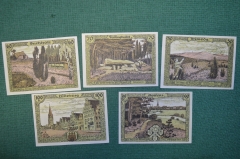 Нотгельд, бона 50, 60, 70, 90, 100 пфеннигов 1921 год (5 штук). Город Soltau, Солтау. Германия.