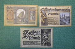 Нотгельд, бона 10, 25, 50 пфенигов 1920 год (3 штуки). Город Goslar, Гослар. Веймар, Германия.