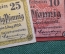 Нотгельд, бона 10, 25 пфеннигов 1920 год (2 штуки). Город Escartsberga Эккартсберга, Германия.