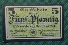 Нотгельд, бона 5 пфеннигов 1921 год. Stadtverordnete. Цитата из песни. Веймар, Германия.
