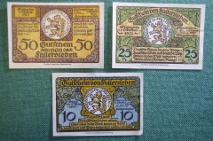 Нотгельд, бона 10, 25, 50 пфеннигов 1920 год (3 шт.). Город Fallersleben, Вольсбург. Германия.