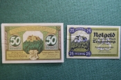 Нотгельд, бона 25, 50 пфеннигов 1921 год (2 штуки). Город Leutenberg, Лойтенберг, Германия.