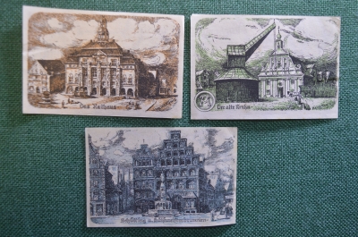 Нотгельд, бона 10, 25, 50 пфеннигов 1920 -е годы (3 шт.). Город Lunneburg, Люнебург. Германия.