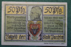 Нотгельд, бона 10 пфеннигов 1920 -е годы, город Parchim, Пархим. Германия.