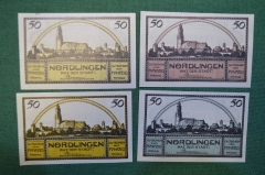 Нотгельд, бона 50 пфеннигов 1921 год (4 штуки), город Nordlingen, Нордлинген. Германия.
