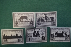 Нотгельд, бона 25, 50, 57 пфеннигов и 1, 2 марки 1921 год, город Paderborn, Падеборн. Германия.