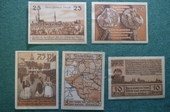 Нотгельд, бона 5, 10, 25, 50, 75 пфеннигов 1922 год (5 штук), город Leobschutz, Леобшутз. Германия.