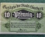 Нотгельд, бона 10 пфеннигов 1920-е годы, город Lunneberg, Люнебург. Der alte Krahn. Германия.