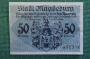 Нотгельд, бона 50 пфеннигов 1918 год, город Magdeburg, Магдебург. Саксония. Рыцарь, герб. Германия.