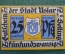 Нотгельд, бона 25 пфеннигов 1921 год, город Uslar, Услар. Саксония. Ратуша, герб. Германия.
