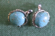 Серьги, сережки с бирюзой. Бирюза. СССР.