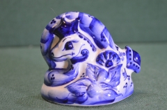 Статуэтка, фигурка фарфоровая "Змея, змейка". Фарфор, Гжель.