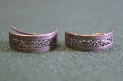 Серьги полукольца. Серебро 925 проба Звезда. Скань, филигрань. СССР.
