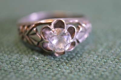 Кольцо серебряное. Харьков. Серебро 875 проба звезда. Фианит. СССР.